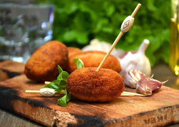 Plate Full Of Home Made Croquettes Of Ham, Typical Spanish Dish